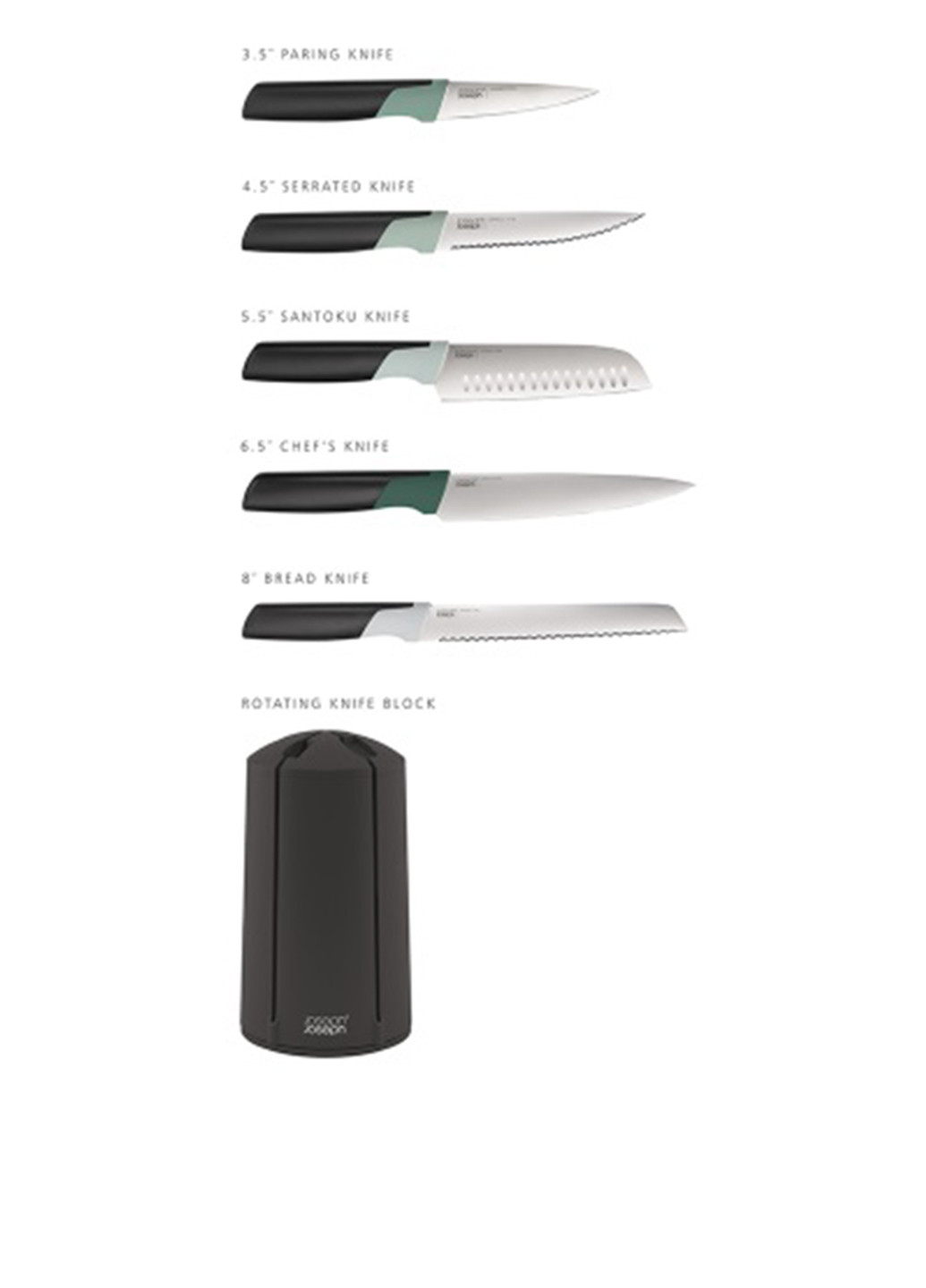 Набор ножей (6 пр.) Joseph Joseph комбинированные, нержавеющая сталь, пластик
