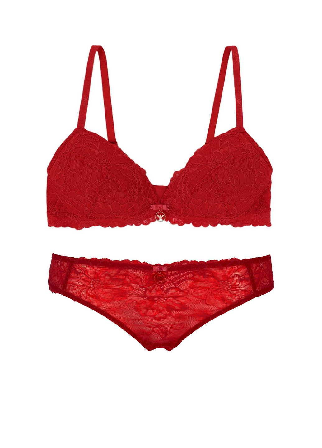 Красный демисезонный комплект (бюстгальтер, трусики) Emporio Armani