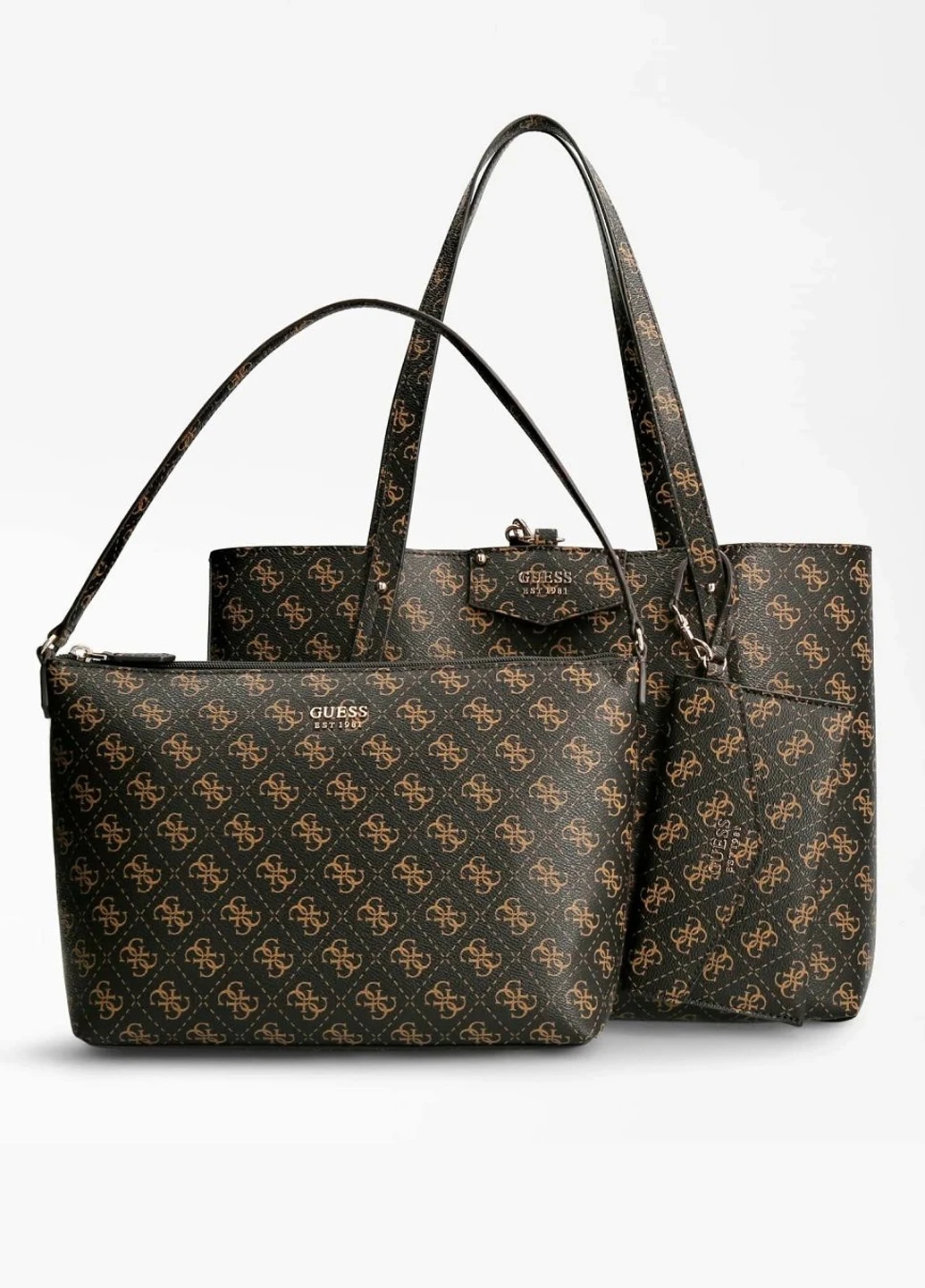 Женская сумка из эко кожи HWESG839023-BNL Темно-коричневая Guess ECO BRENTON TOTE (252863953)