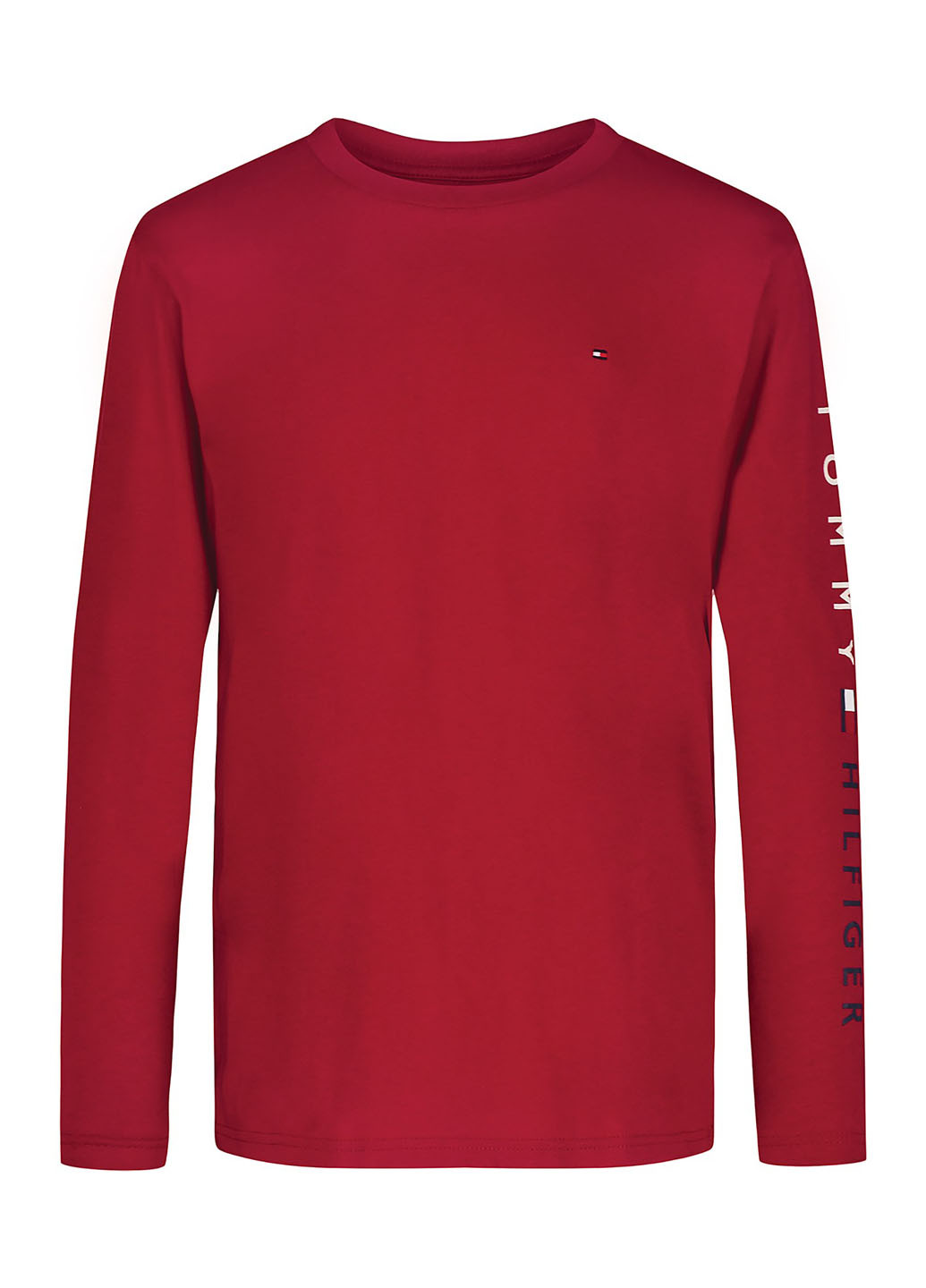 Красный демисезонный кэжуал лонгслив Tommy Hilfiger с логотипом
