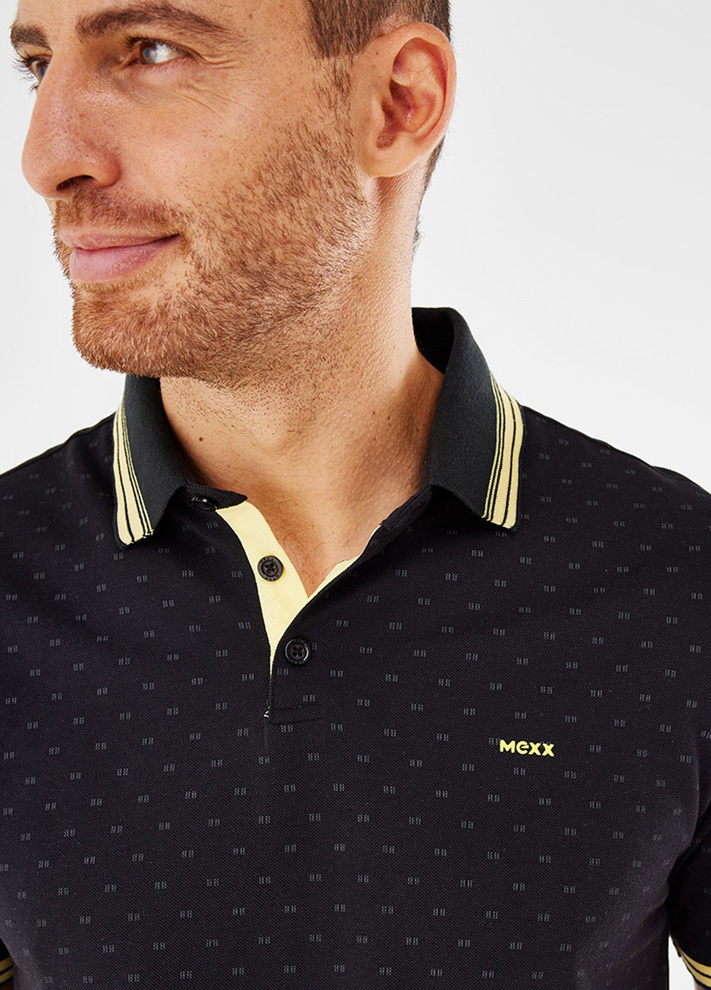 Черная футболка-поло для мужчин Mexx с абстрактным узором