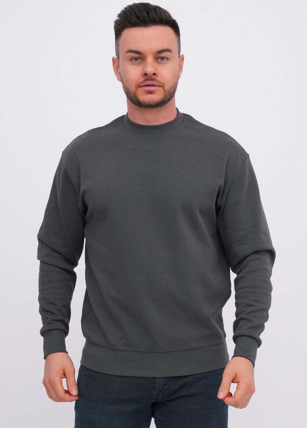 Темно-сірий світшот K.O.R однотонний без декору (362378197)