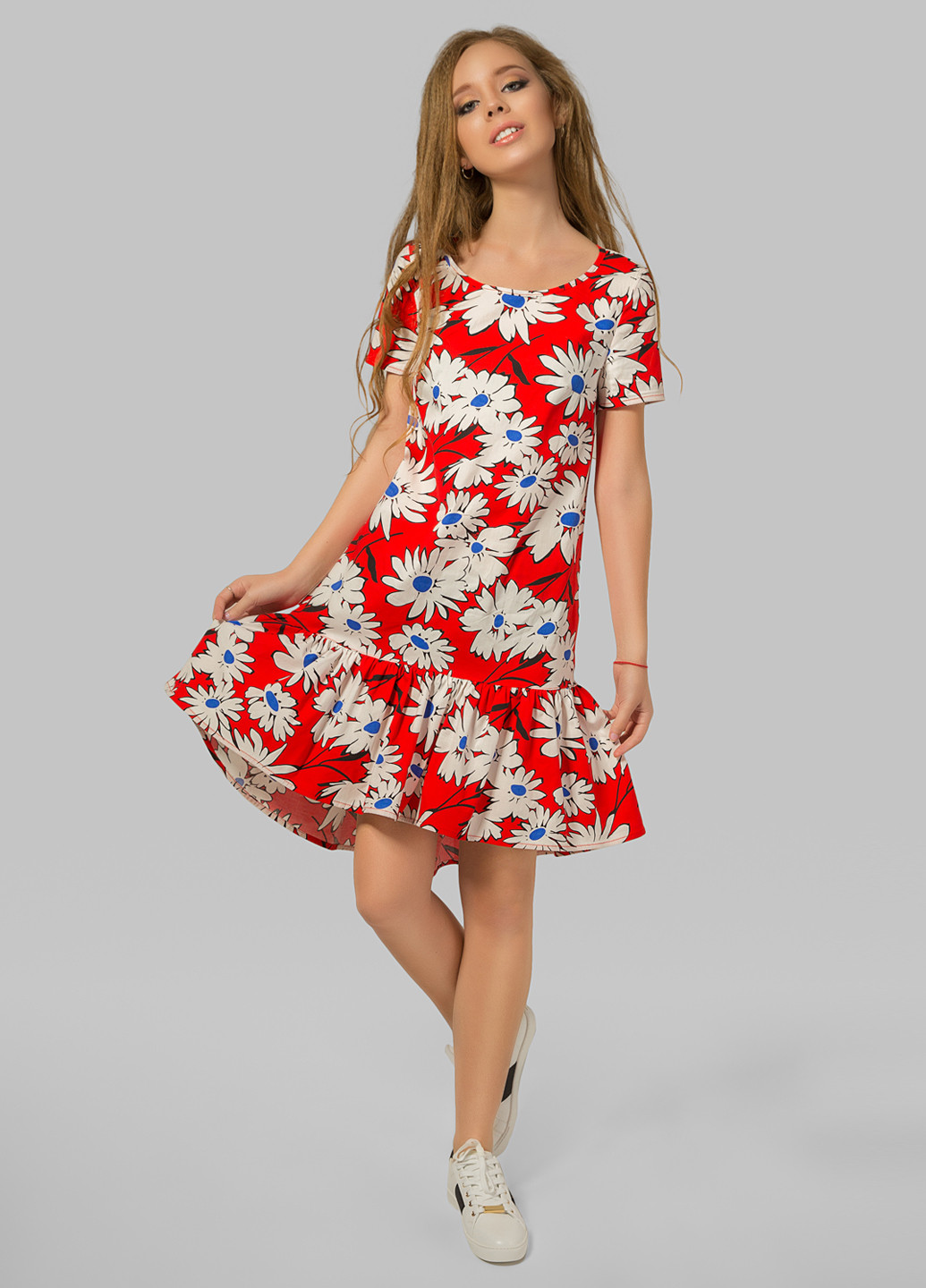 Красное кэжуал платье Azuri с цветочным принтом