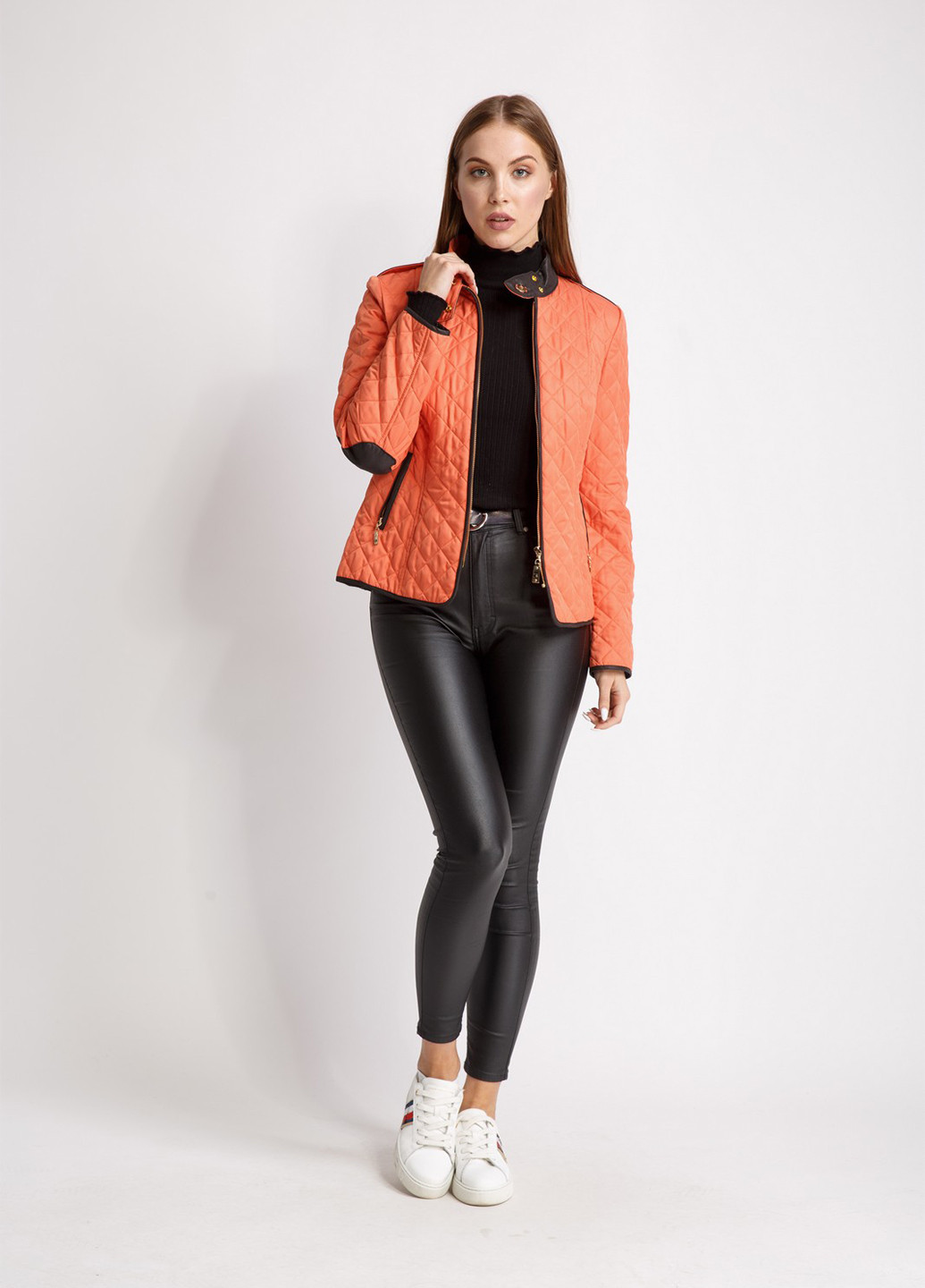 Оранжевая демисезонная куртка кожаная Bella Bicchi