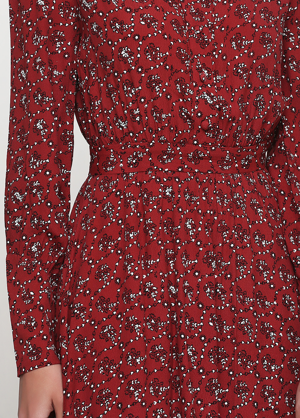 Бордовое кэжуал платье клеш Care Label с рисунком