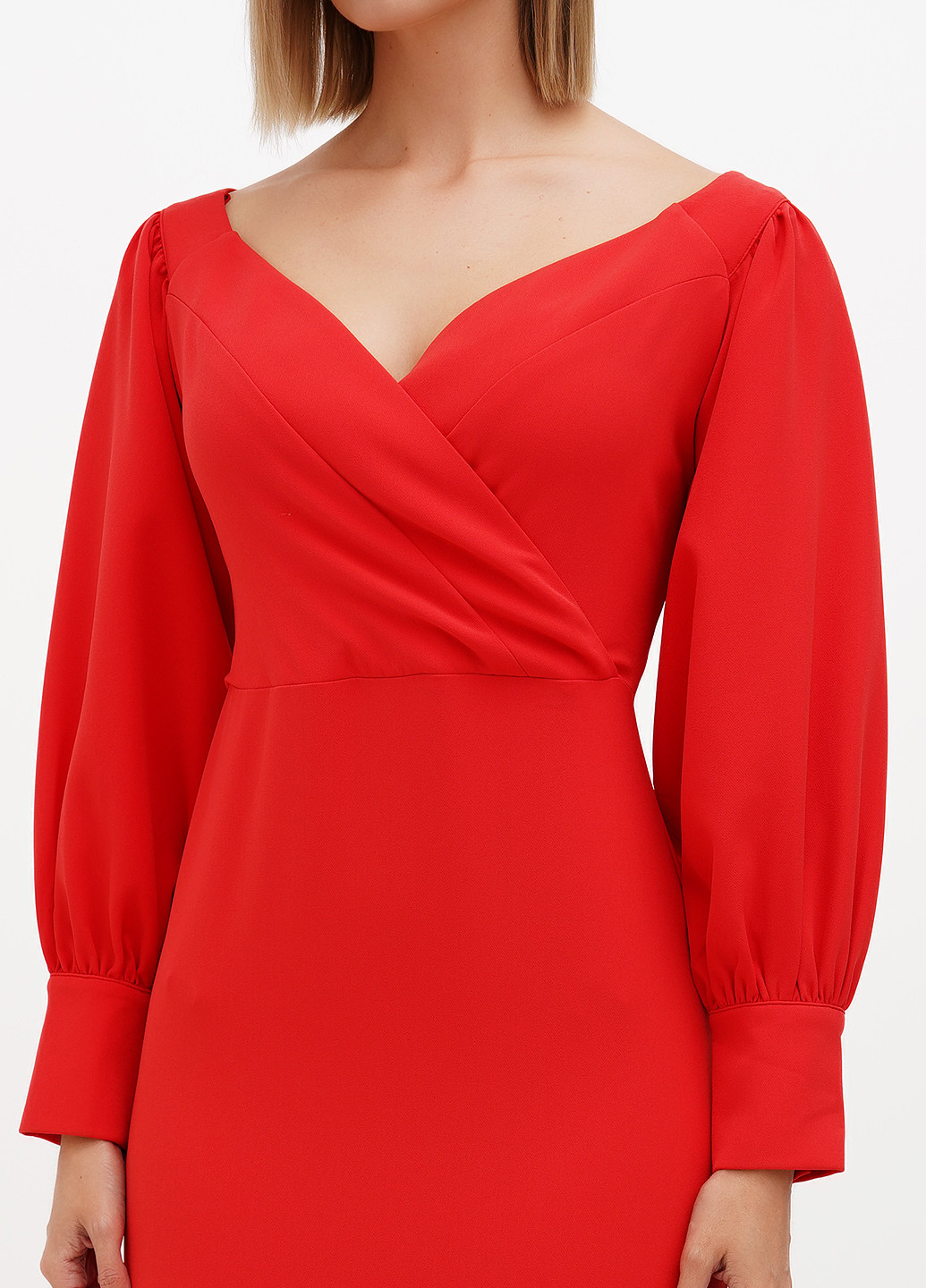 Красное кэжуал платье футляр Sassofono Club однотонное