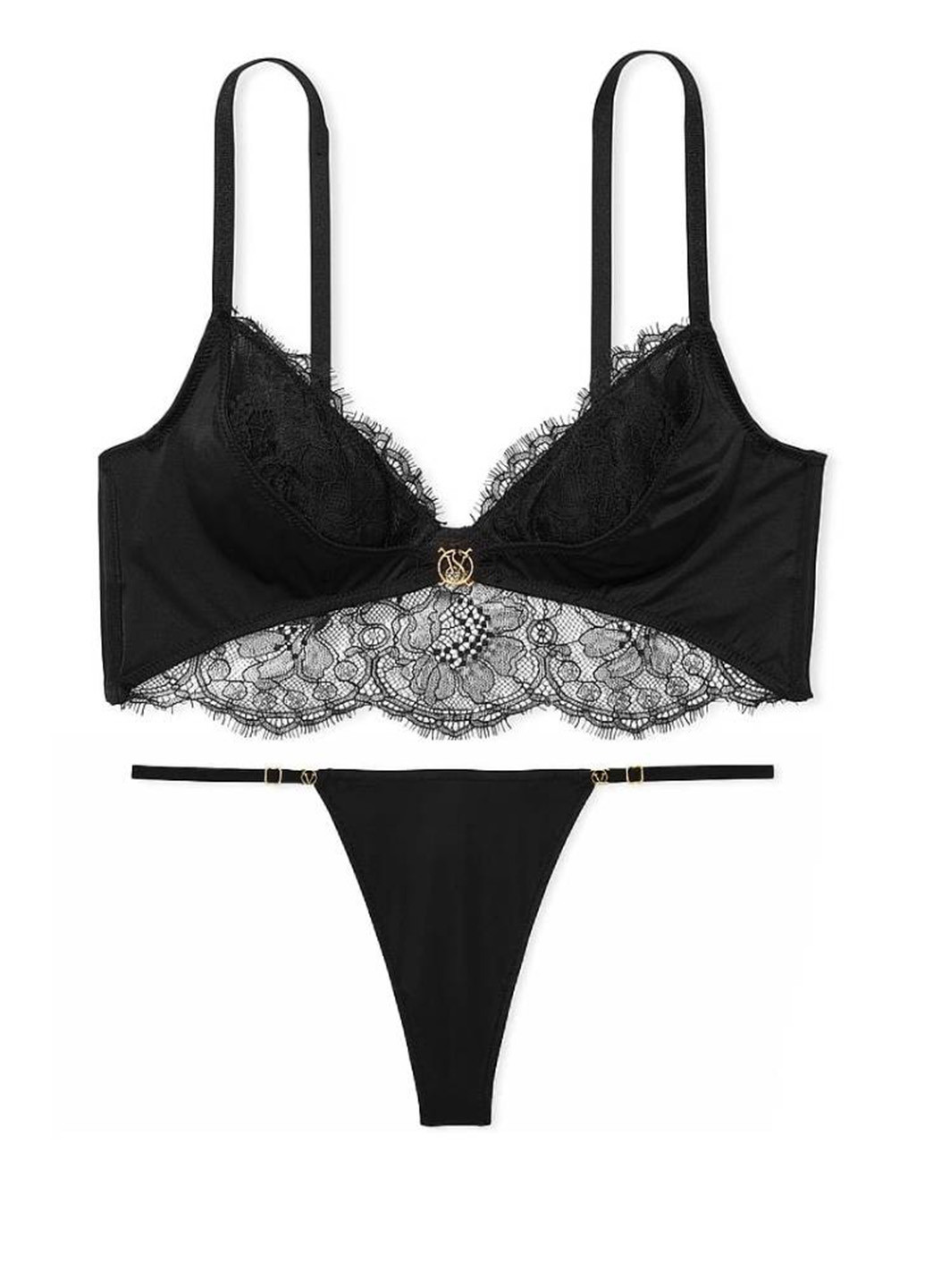 Чорний демісезонний комплект (бюстгальтер, трусики) Victoria's Secret