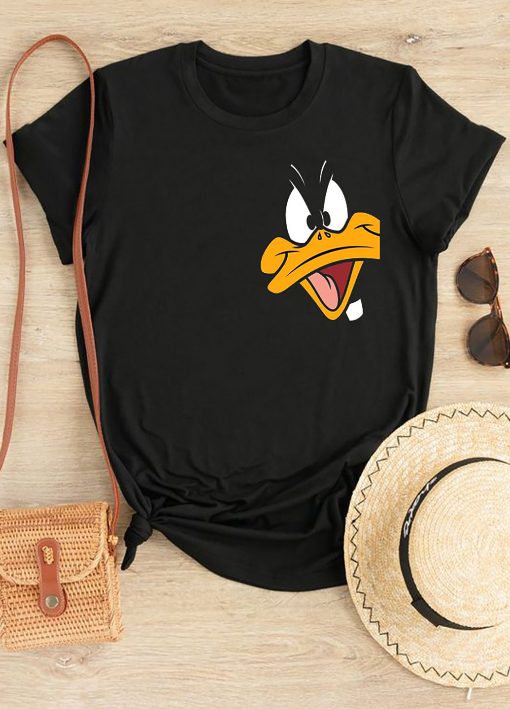 Чорна демісезон футболка жіноча чорна hello, daffy duck! Love&Live