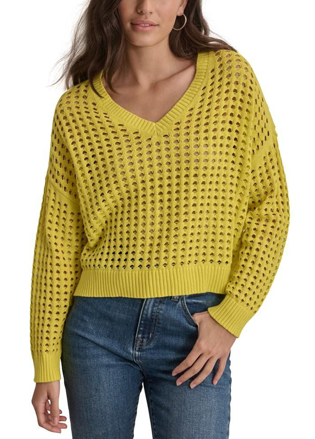 Желтый демисезонный пуловер пуловер DKNY