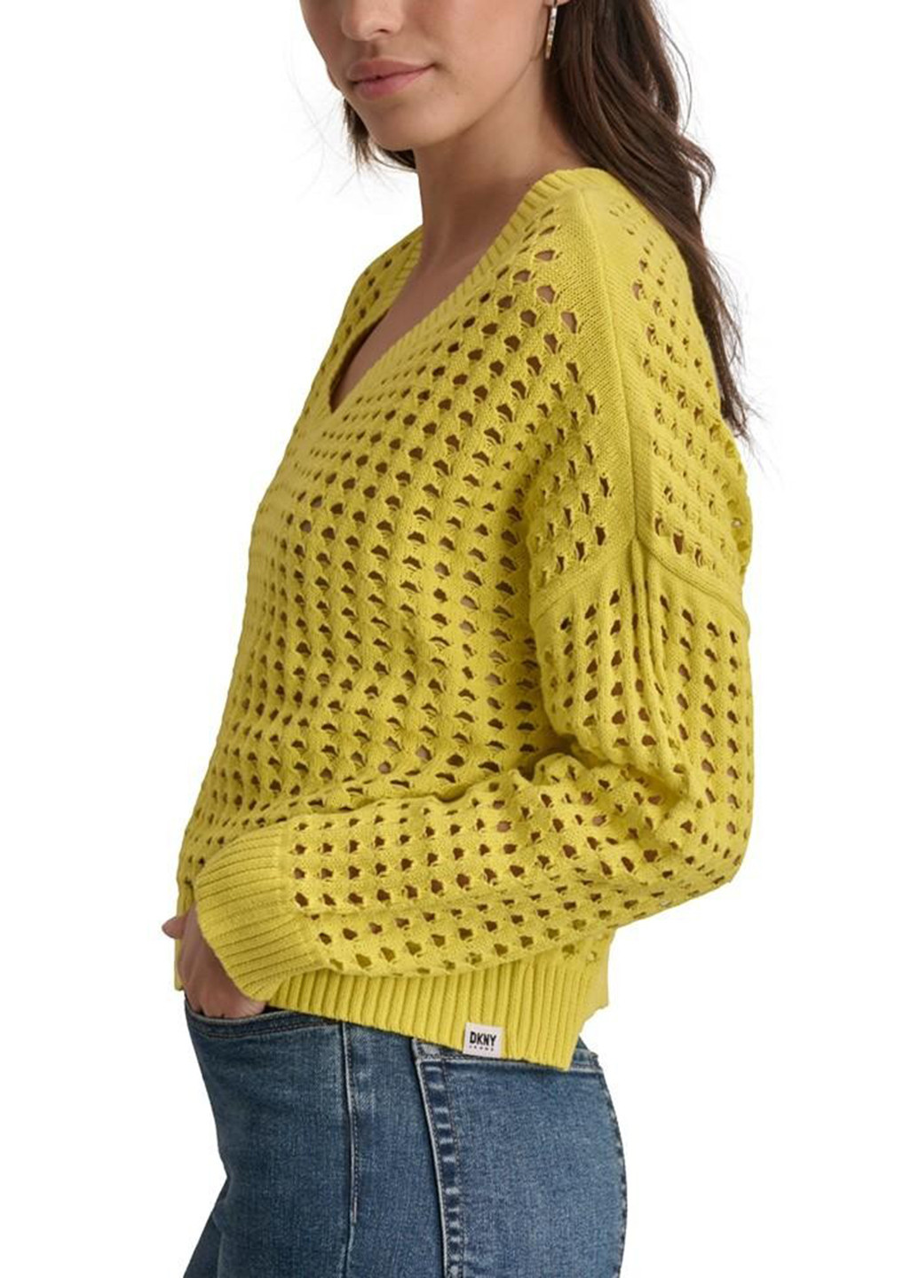 Желтый демисезонный пуловер пуловер DKNY