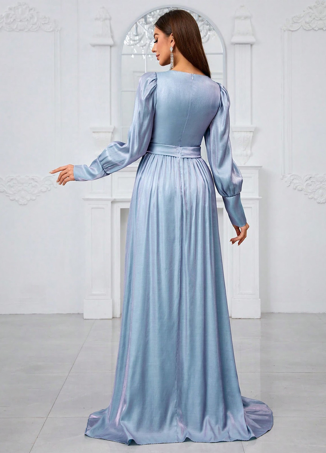 Блакитна вечірня сукня кльош SHEIN однотонна