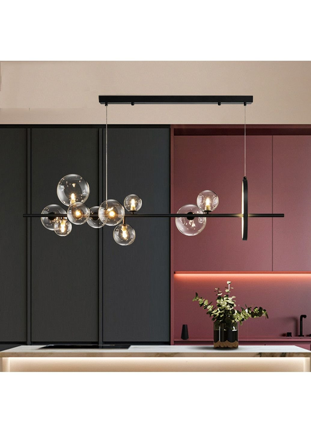 Люстра потолочная подвесная на 10 лампочек AT33/10-bk-k Черный 30х30х120 см. Sunnysky (253628667)