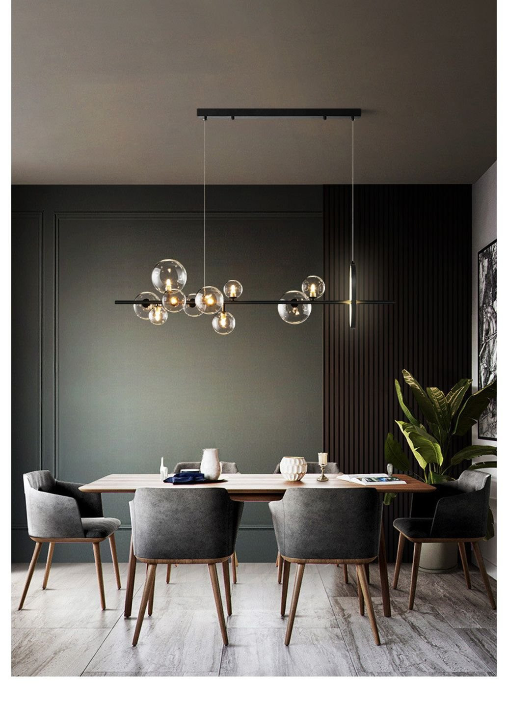 Люстра потолочная подвесная на 10 лампочек AT33/10-bk-k Черный 30х30х120 см. Sunnysky (253628667)