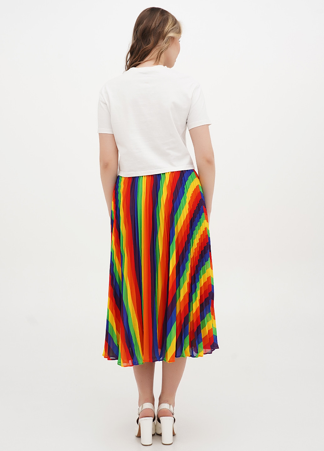 Разноцветная кэжуал в полоску юбка Michael Kors плиссе