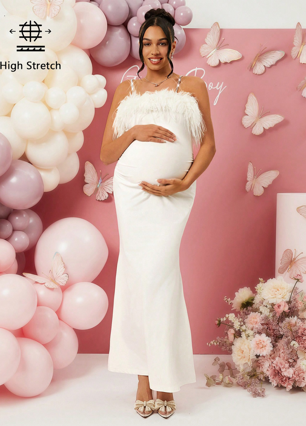 Білий вечірня сукня для вагітних годе SHEIN однотонна