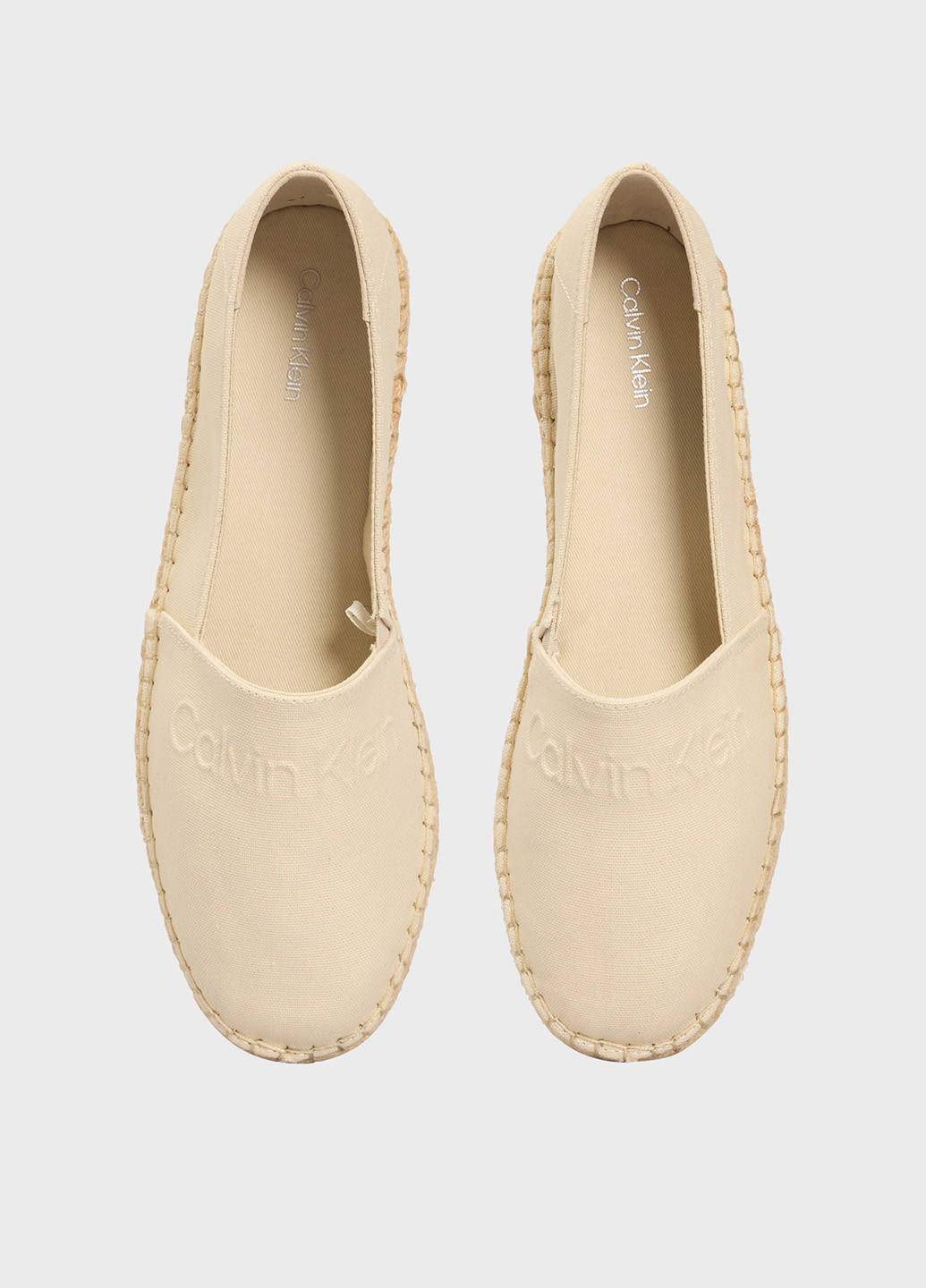 Бежевые эспадрильи Calvin Klein однотонный тиснение, логотип (366292857)