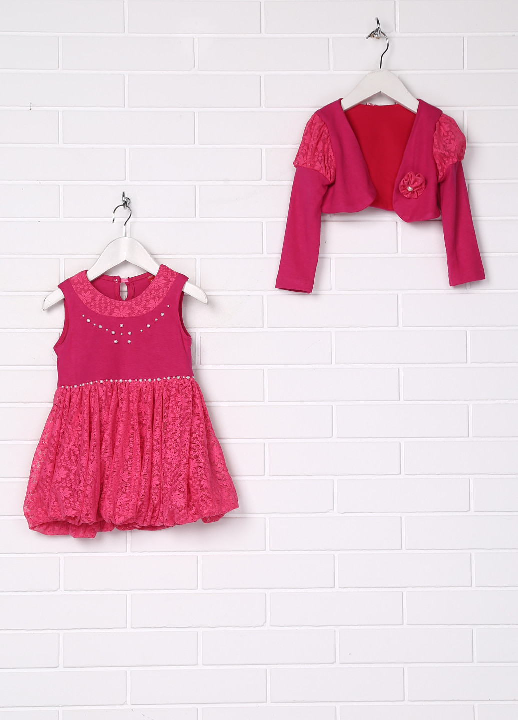 Розовый демисезонный комплект (платье, болеро) Moonstar