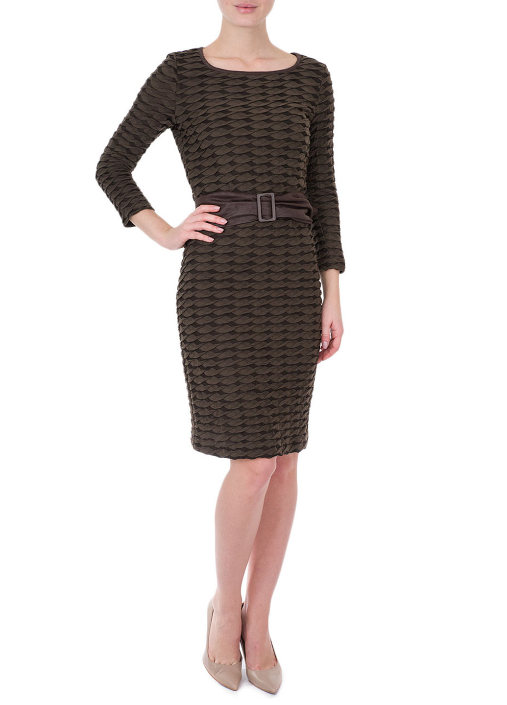 Оливковое кэжуал платье футляр Apanage с абстрактным узором