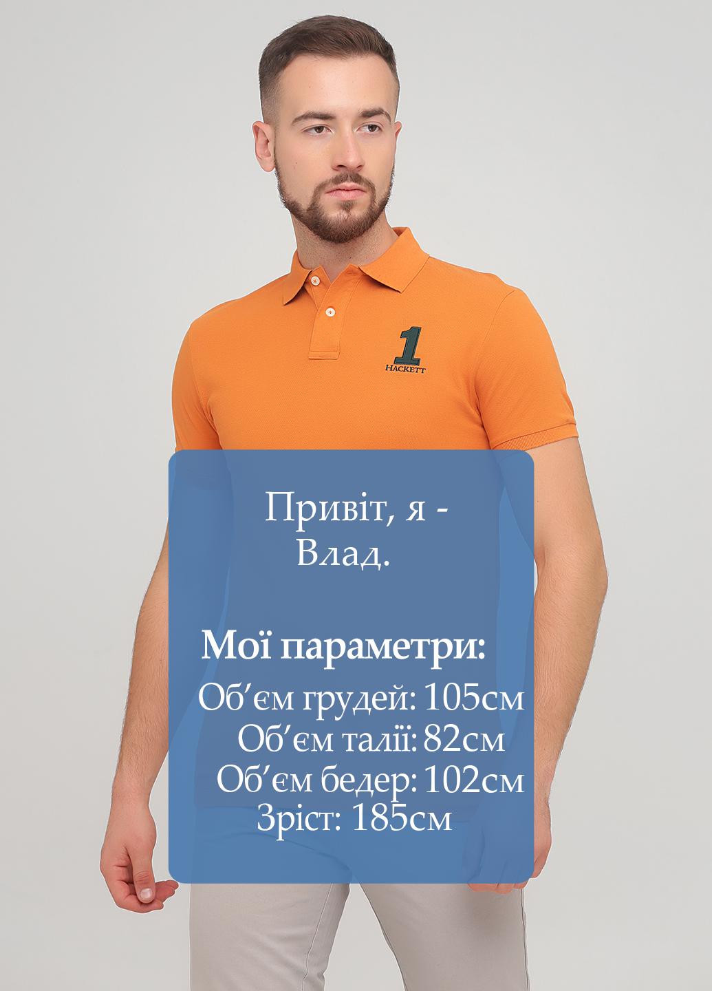 Оранжевая футболка-поло для мужчин Hackett однотонная