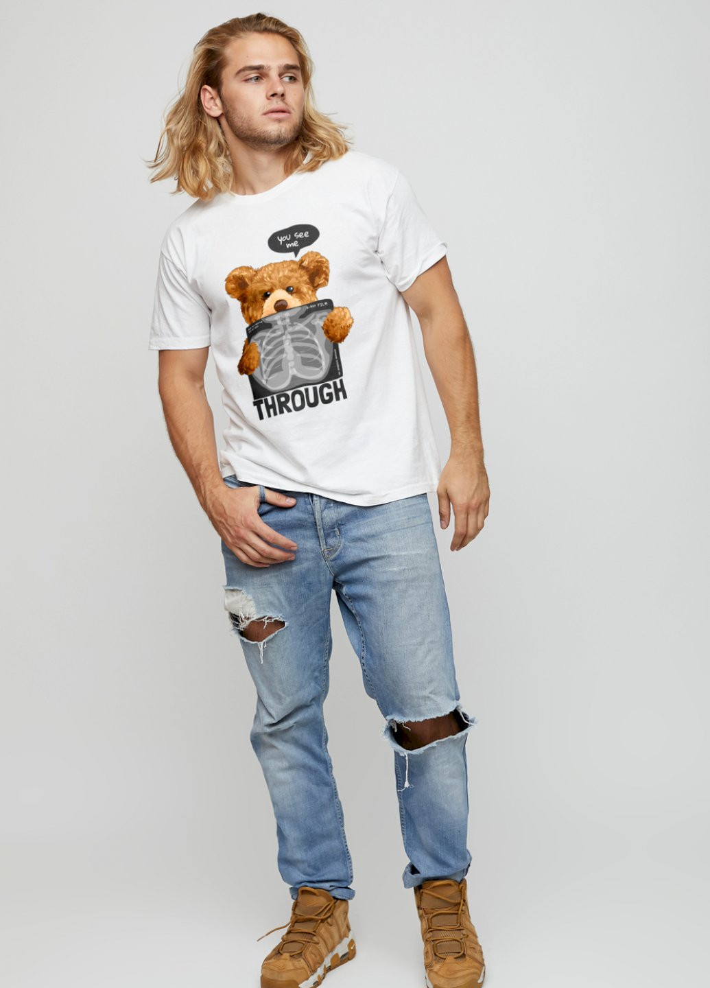 Біла футболка чоловіча basic /air print/ YAPPI