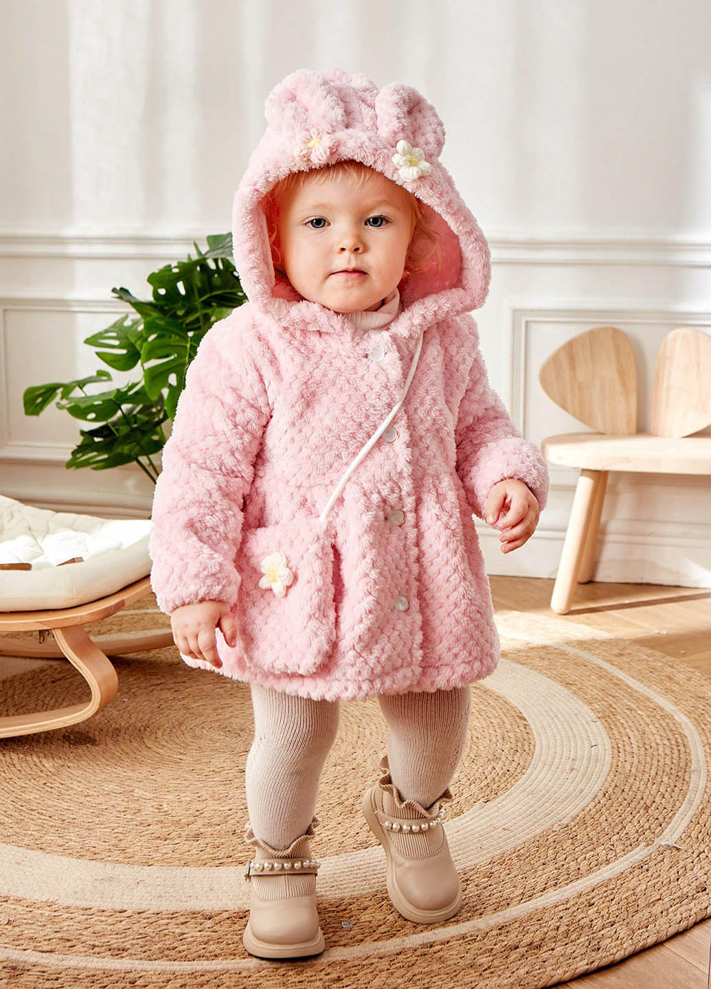 Рожеве демісезонне Пальто однобортне SHEIN