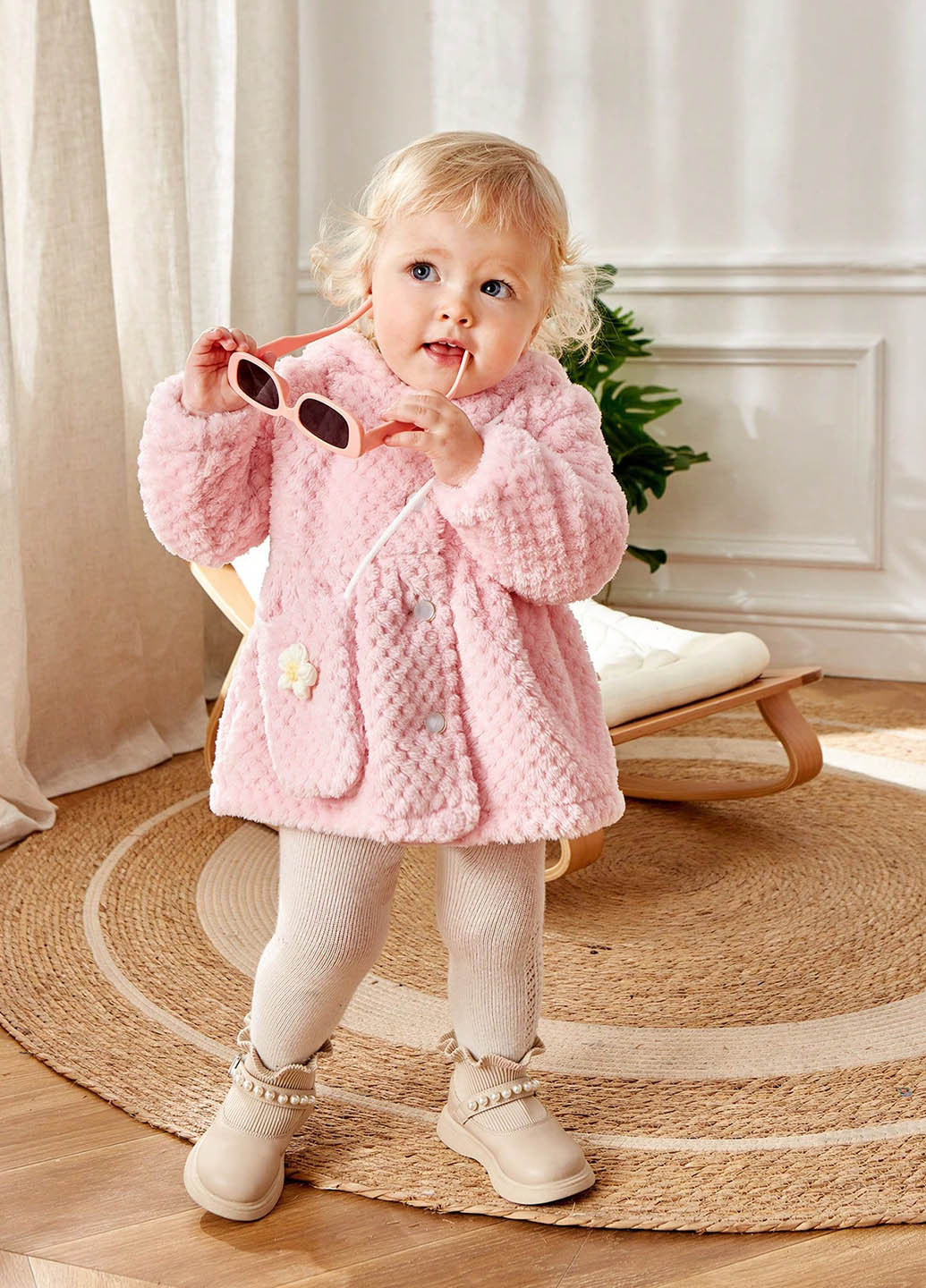 Рожеве демісезонне Пальто однобортне SHEIN