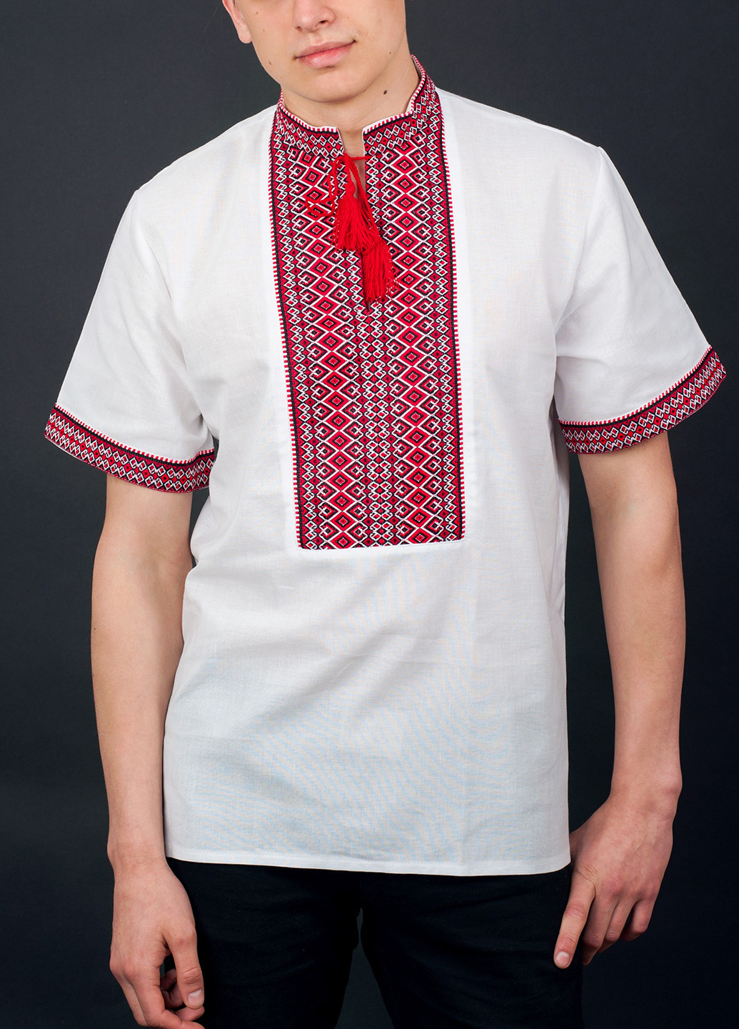 Белая кэжуал рубашка Vyshyvanka с коротким рукавом