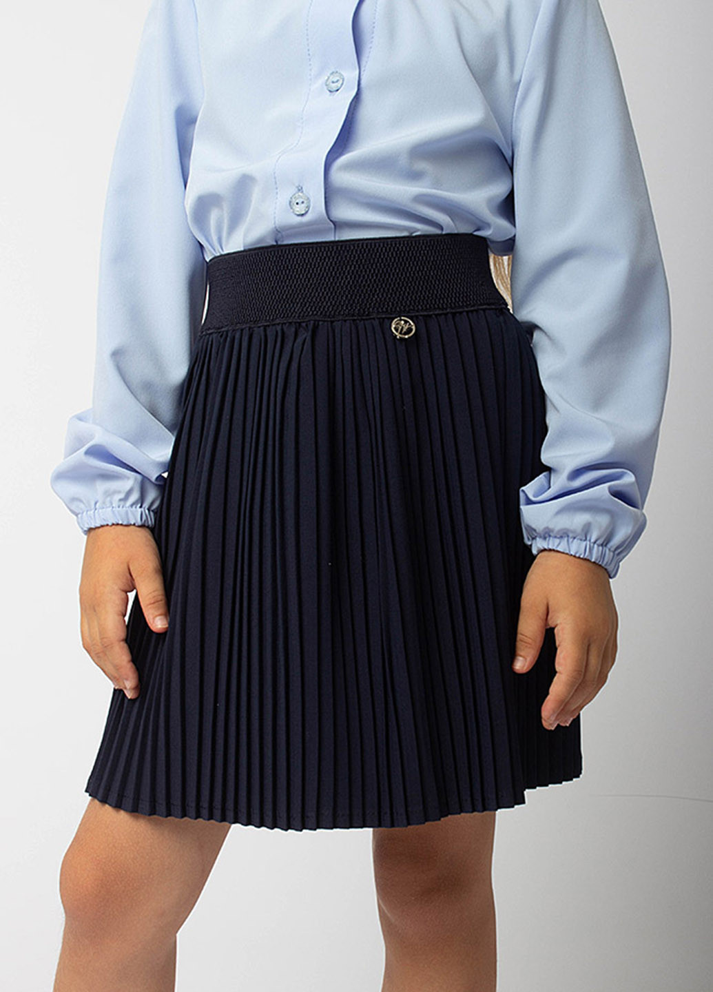 Темно-синяя офисная однотонная юбка MyChance плиссе
