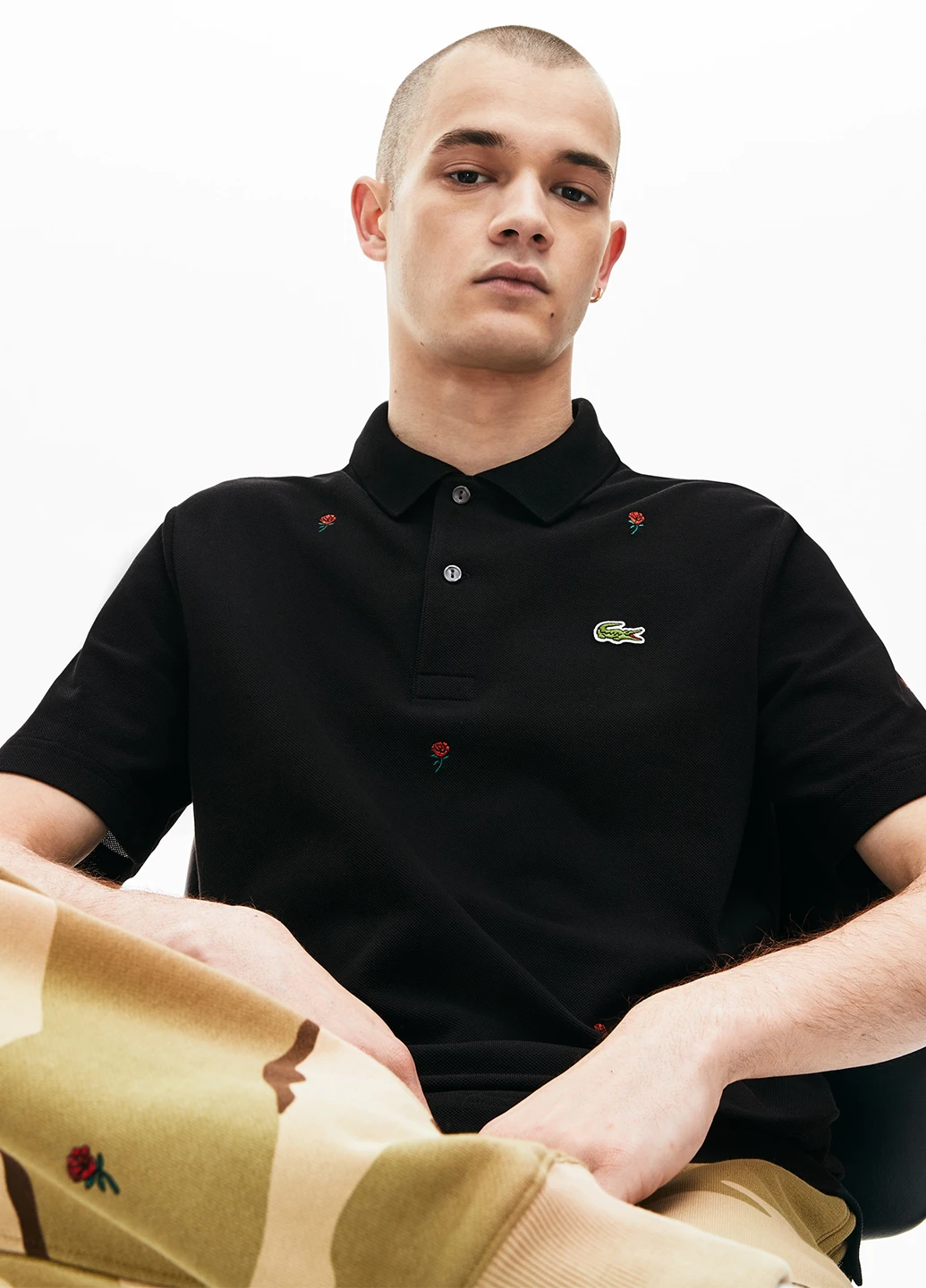 Черная футболка-поло для мужчин Lacoste однотонная