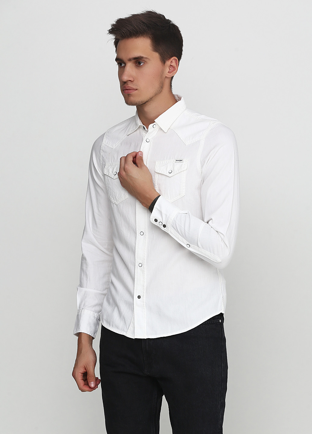 Белая кэжуал рубашка Diesel с длинным рукавом