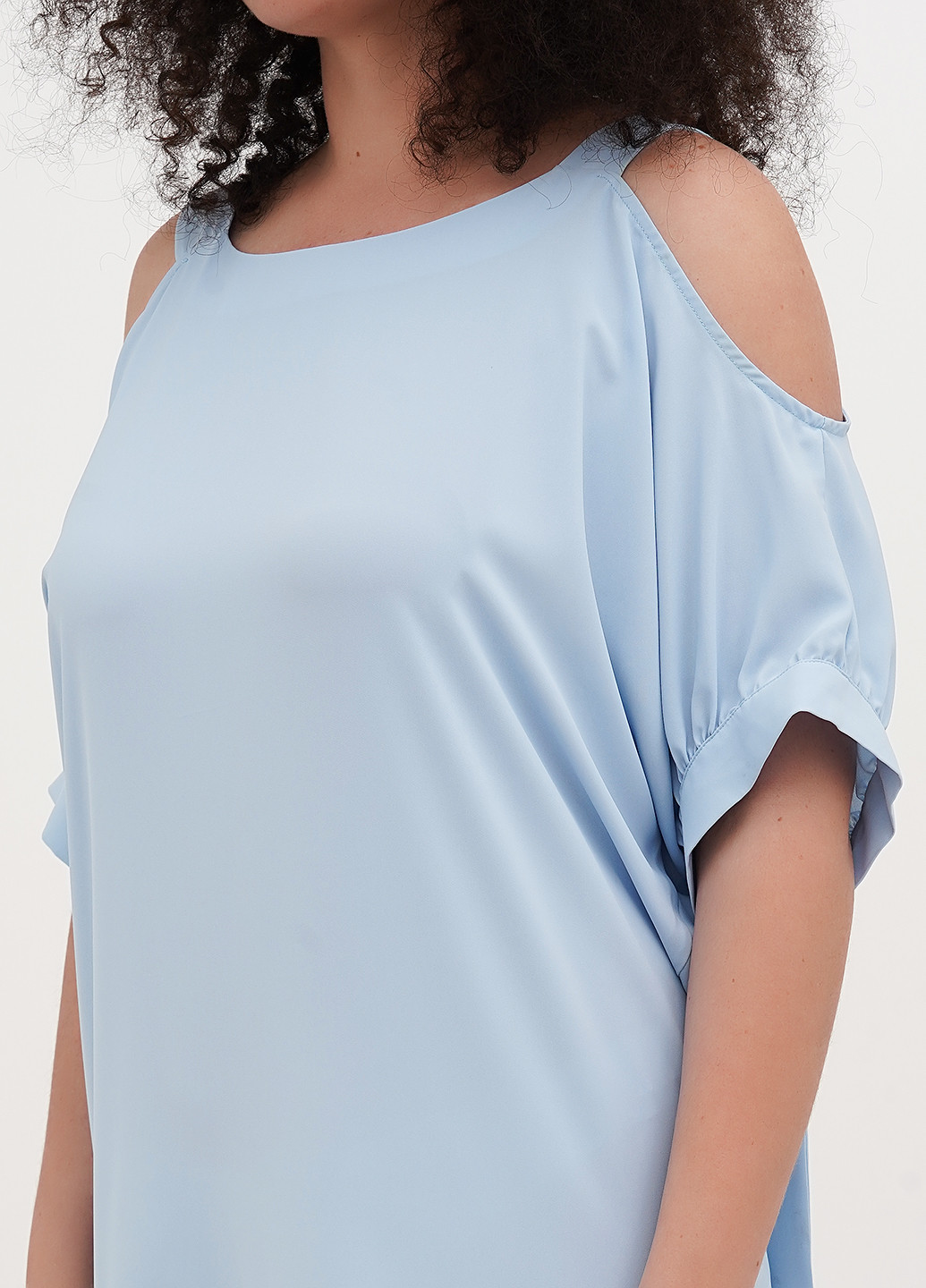 Голубое коктейльное, кэжуал платье а-силуэт, с открытыми плечами Babylon однотонное