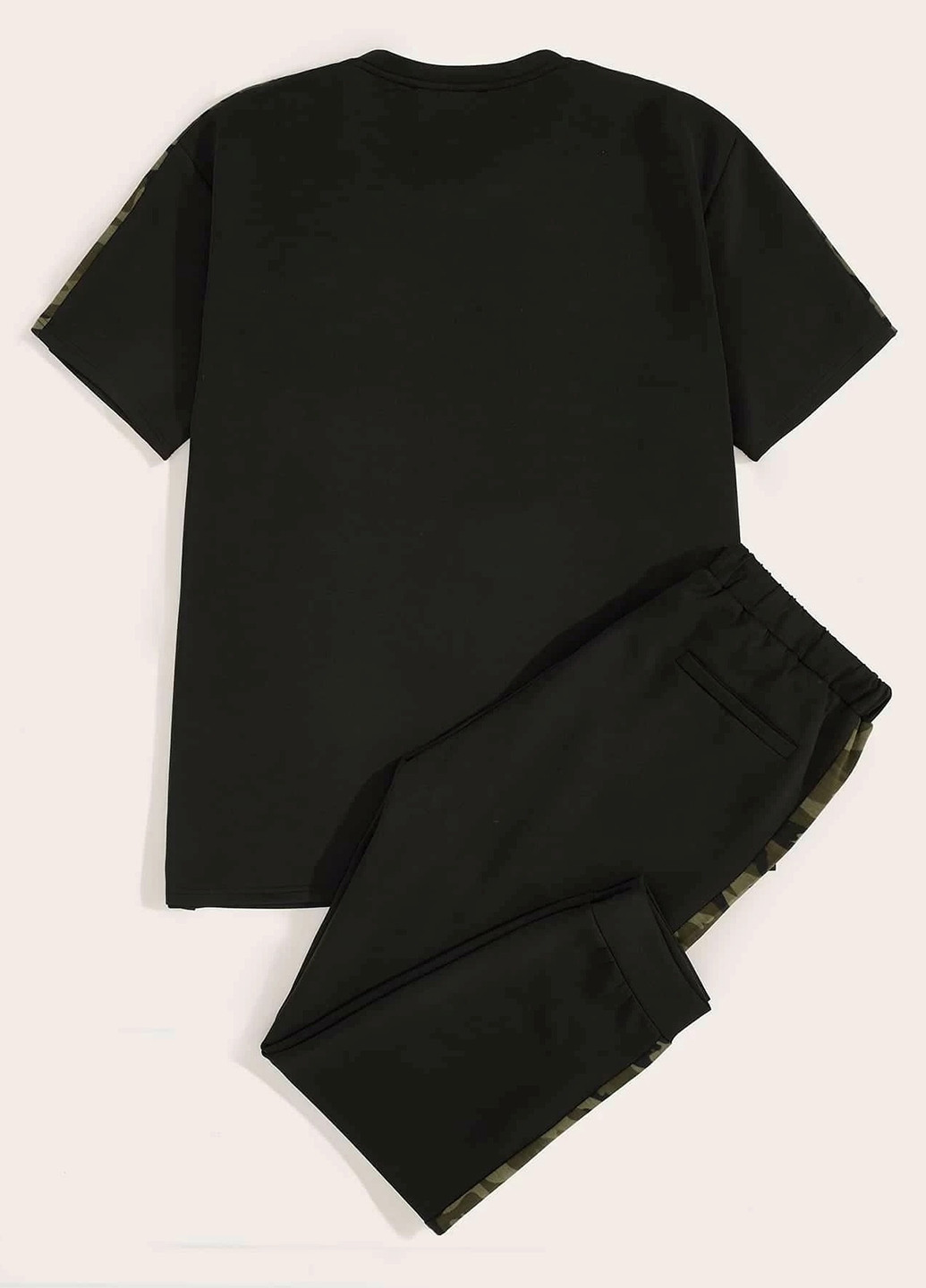 Черный летний костюм (футболка, брюки) брючный SHEIN
