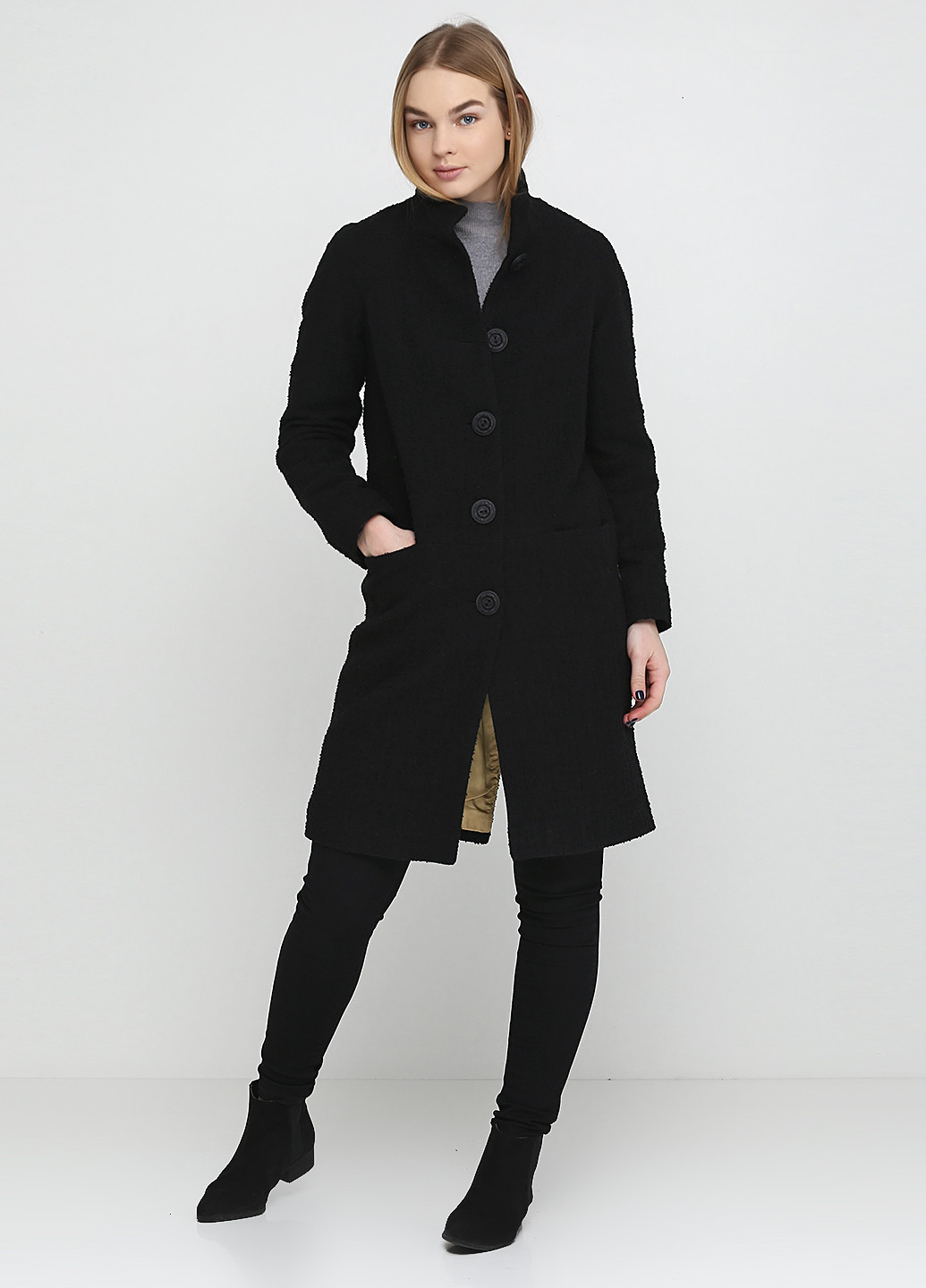 Черное демисезонное Пальто Stefanie L