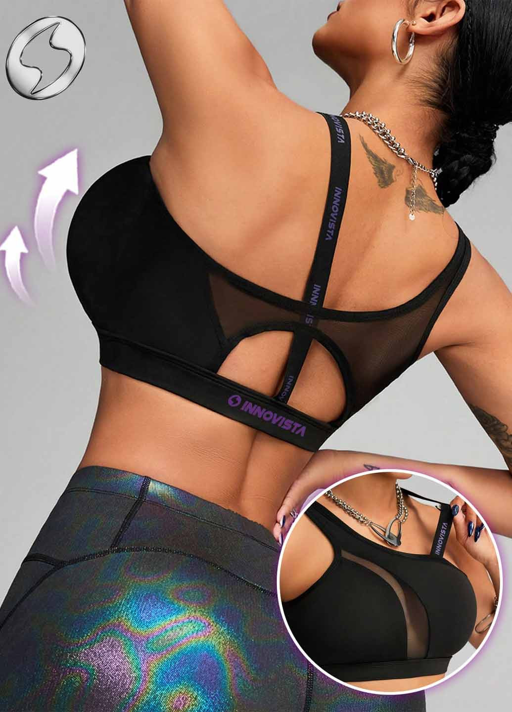 Чёрный топ бюстгальтер SHEIN без косточек полиэстер