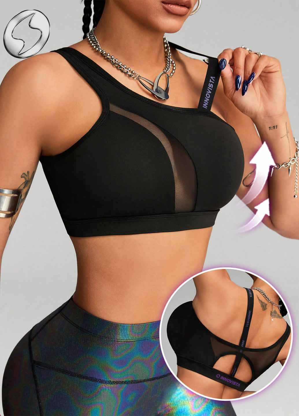 Чёрный топ бюстгальтер SHEIN без косточек полиэстер