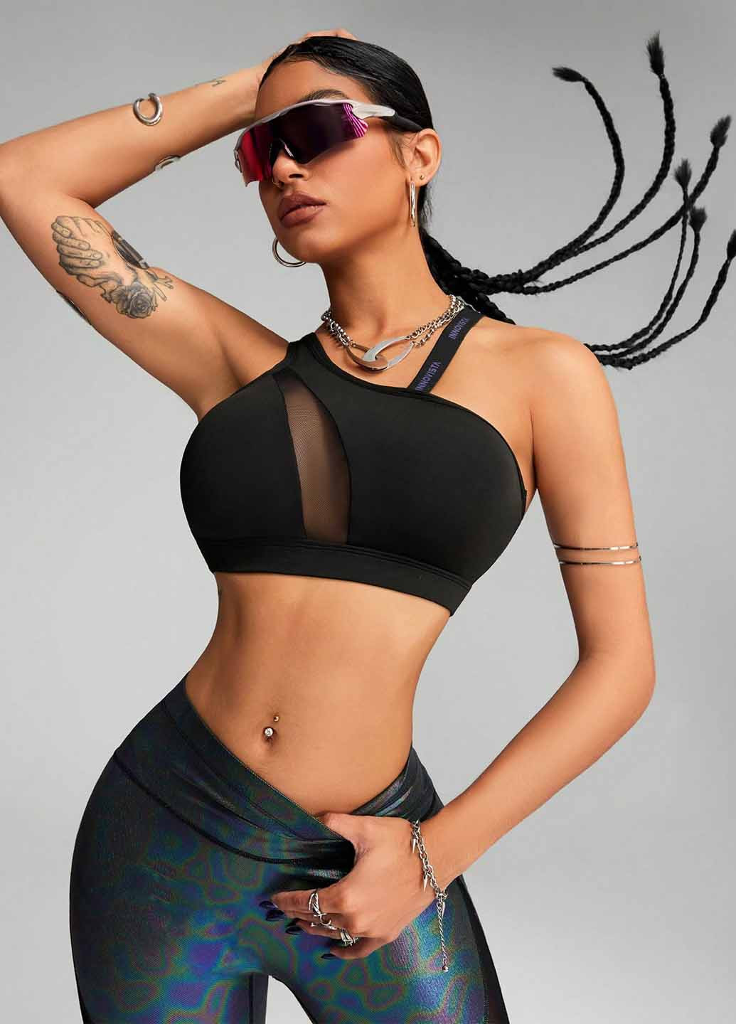 Чёрный топ бюстгальтер SHEIN без косточек полиэстер