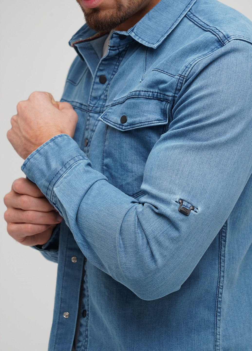 Светло-синяя джинсовая рубашка однотонная Trend Collection