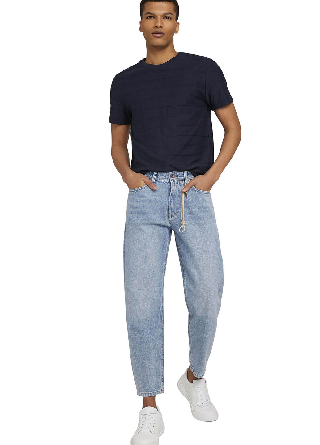 Голубые демисезонные баллоны, укороченные, зауженные джинсы Tom Tailor