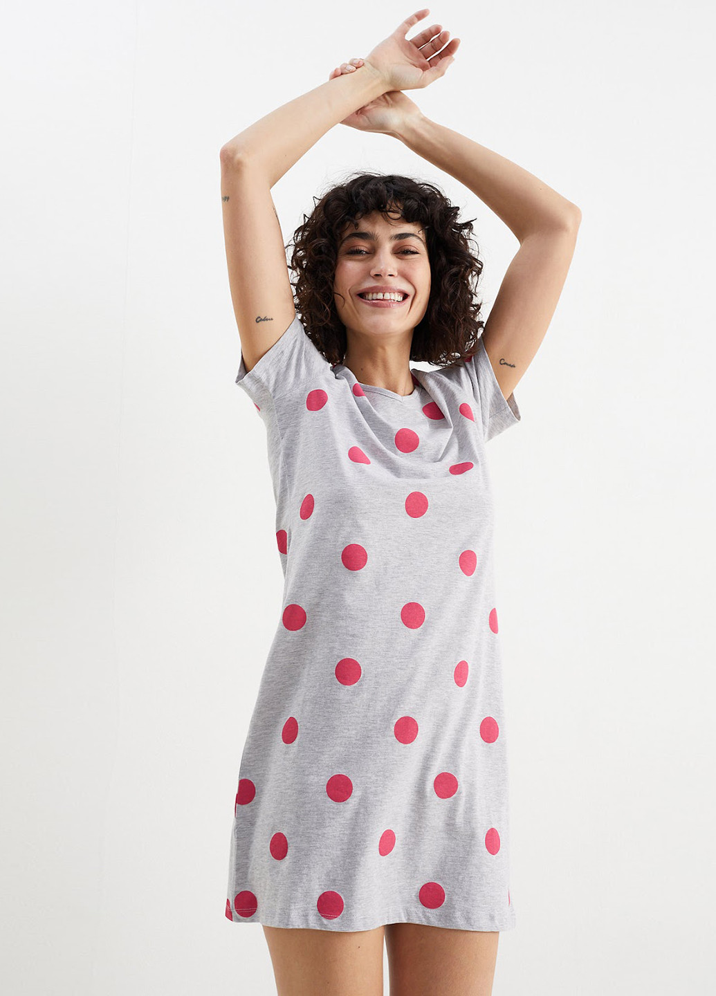 Сіра домашній сукня сукня-футболка C&A в горошок