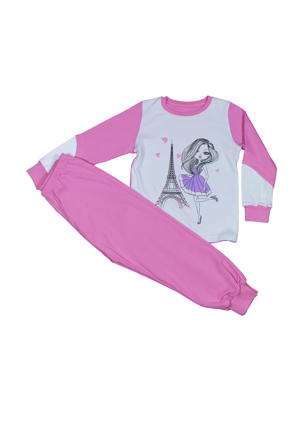 Розовая всесезон пижама (лонгслив, брюки) DaNa-kids