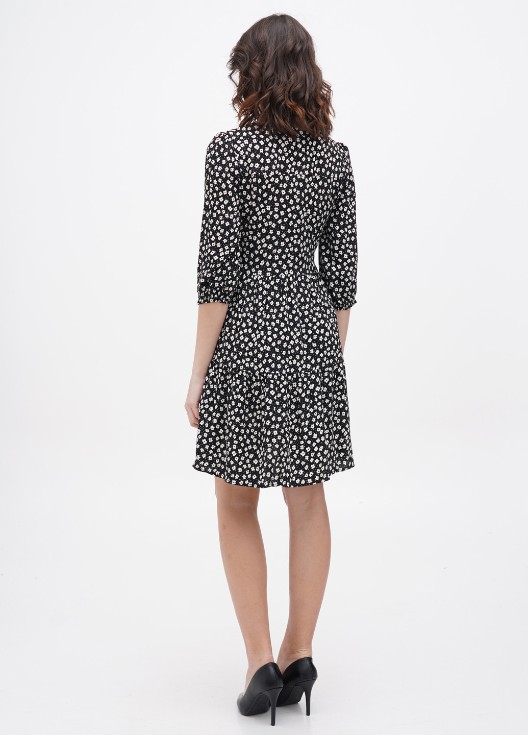 Чорна кежуал сукня кльош Even&Odd з квітковим принтом