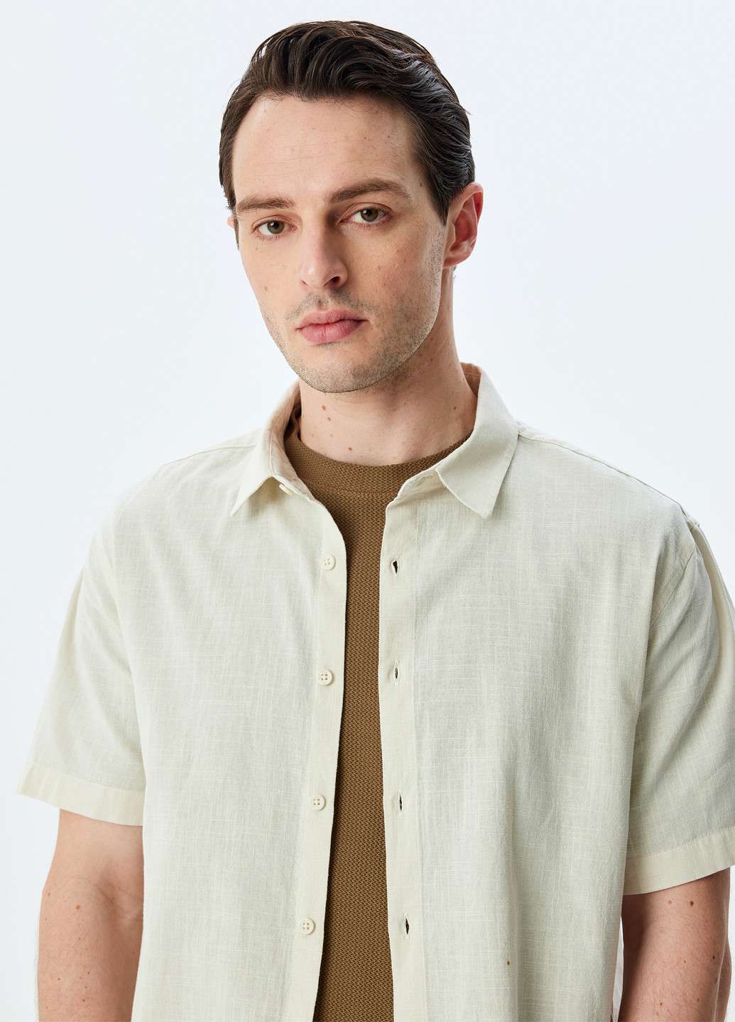 Айвори кэжуал рубашка однотонная KOTON