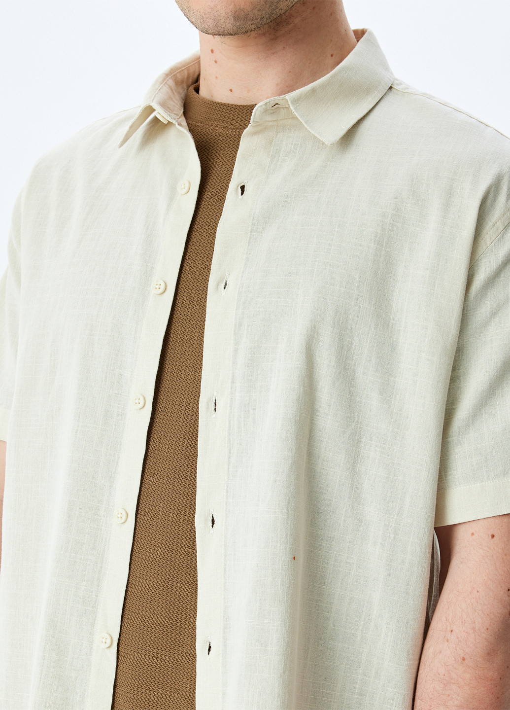 Айвори кэжуал рубашка однотонная KOTON