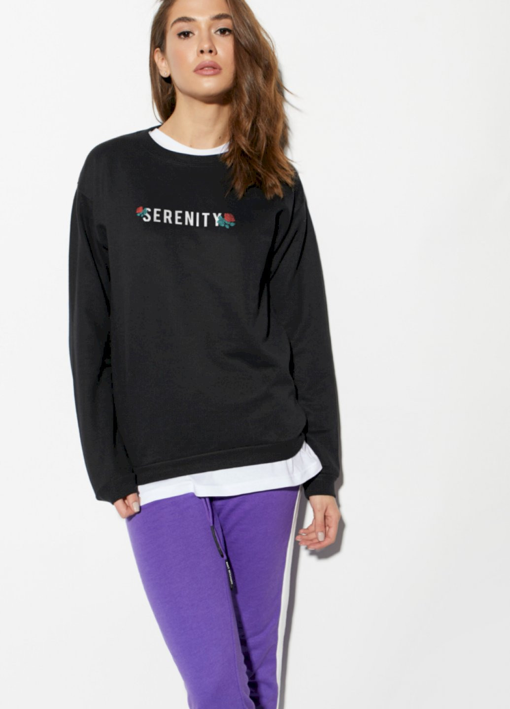 Чорний світшот жіночий /no flis/ YAPPI малюнок (251467762)