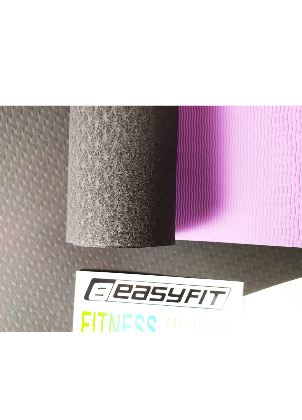 Килимок для йоги TPE + TC ECO-Friendly 6 мм чорний з фіолетовим (мат-каремат спортивний, йогамат для фітнесу, пілатесу) EasyFit (237596272)