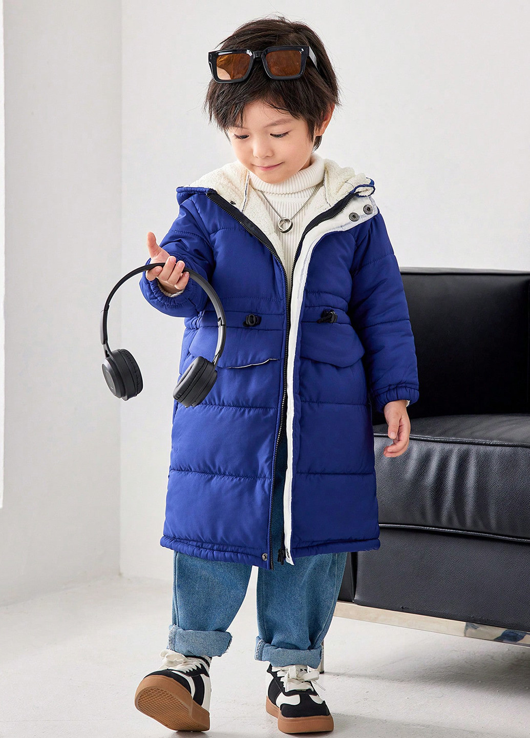 Темно-синя зимня куртка куртка-пальто SHEIN