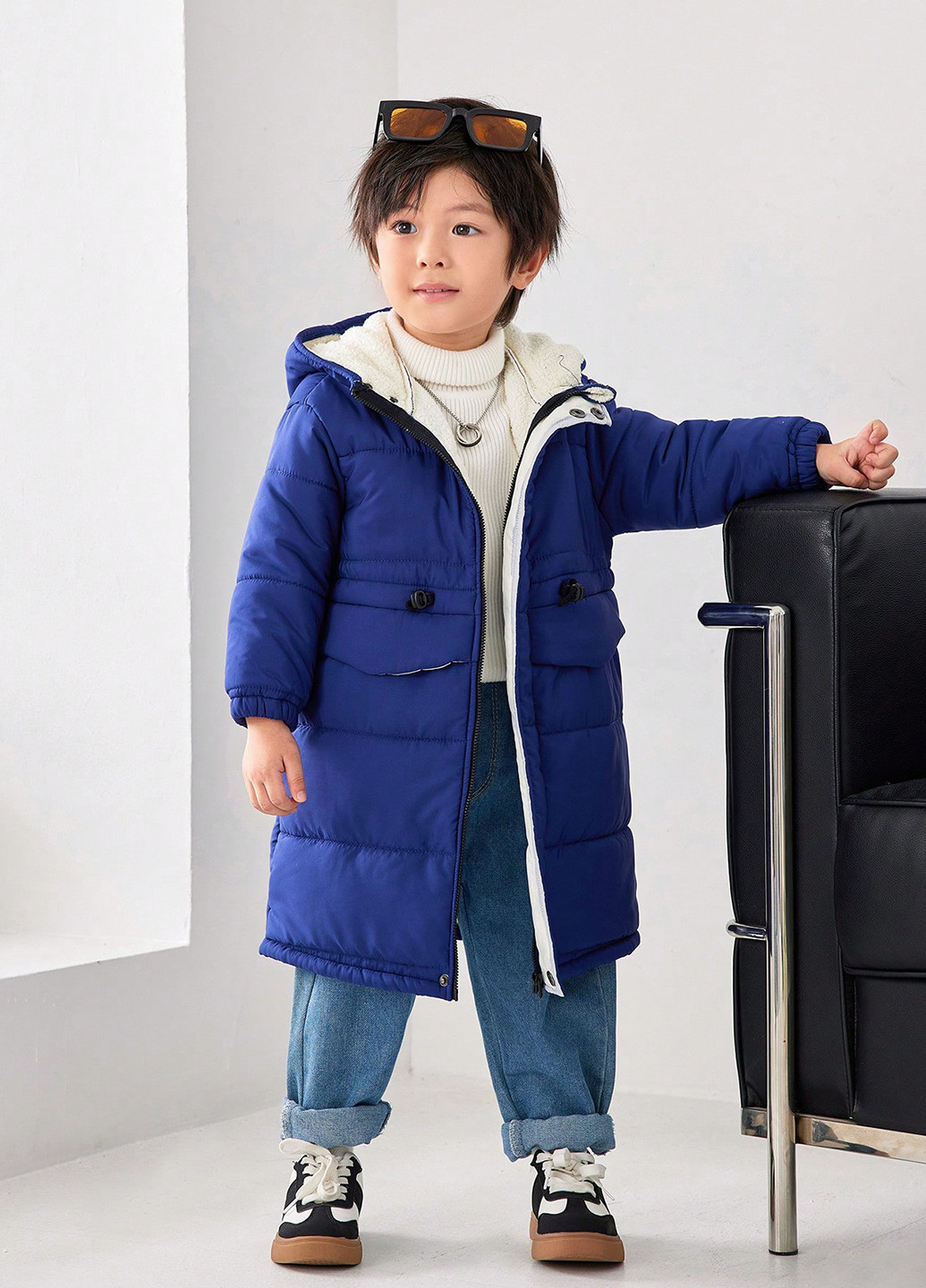 Темно-синя зимня куртка куртка-пальто SHEIN