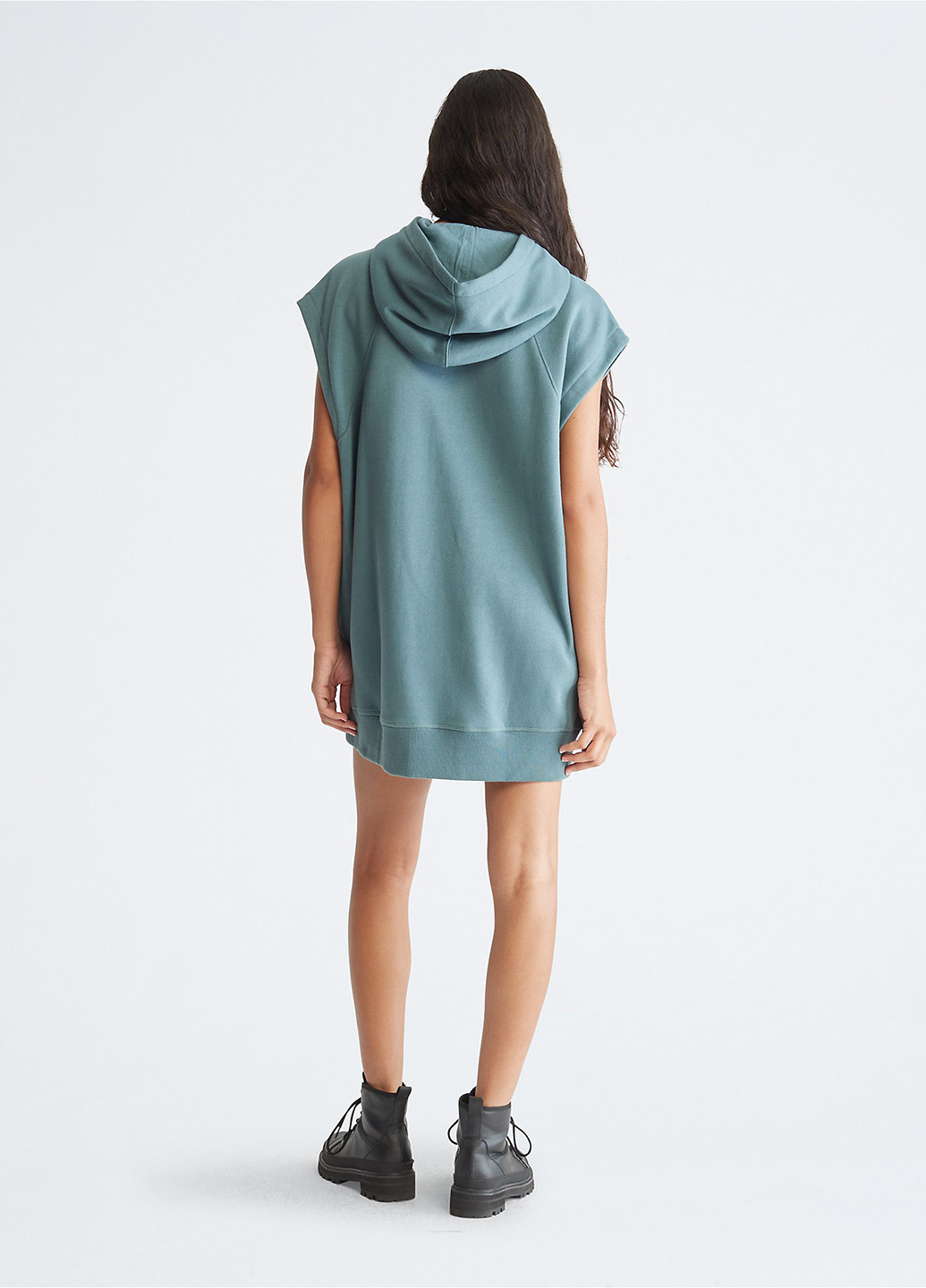 Бирюзовое кэжуал платье платье-худи Calvin Klein однотонное