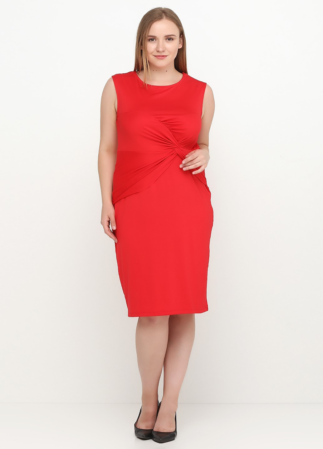 Красное кэжуал платье футляр Mark однотонное