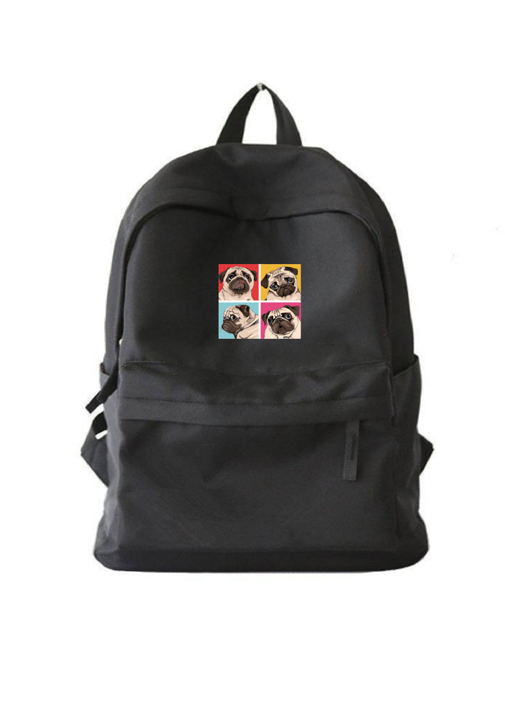 Міський рюкзак чорний з мопсом No Brand (255411920)
